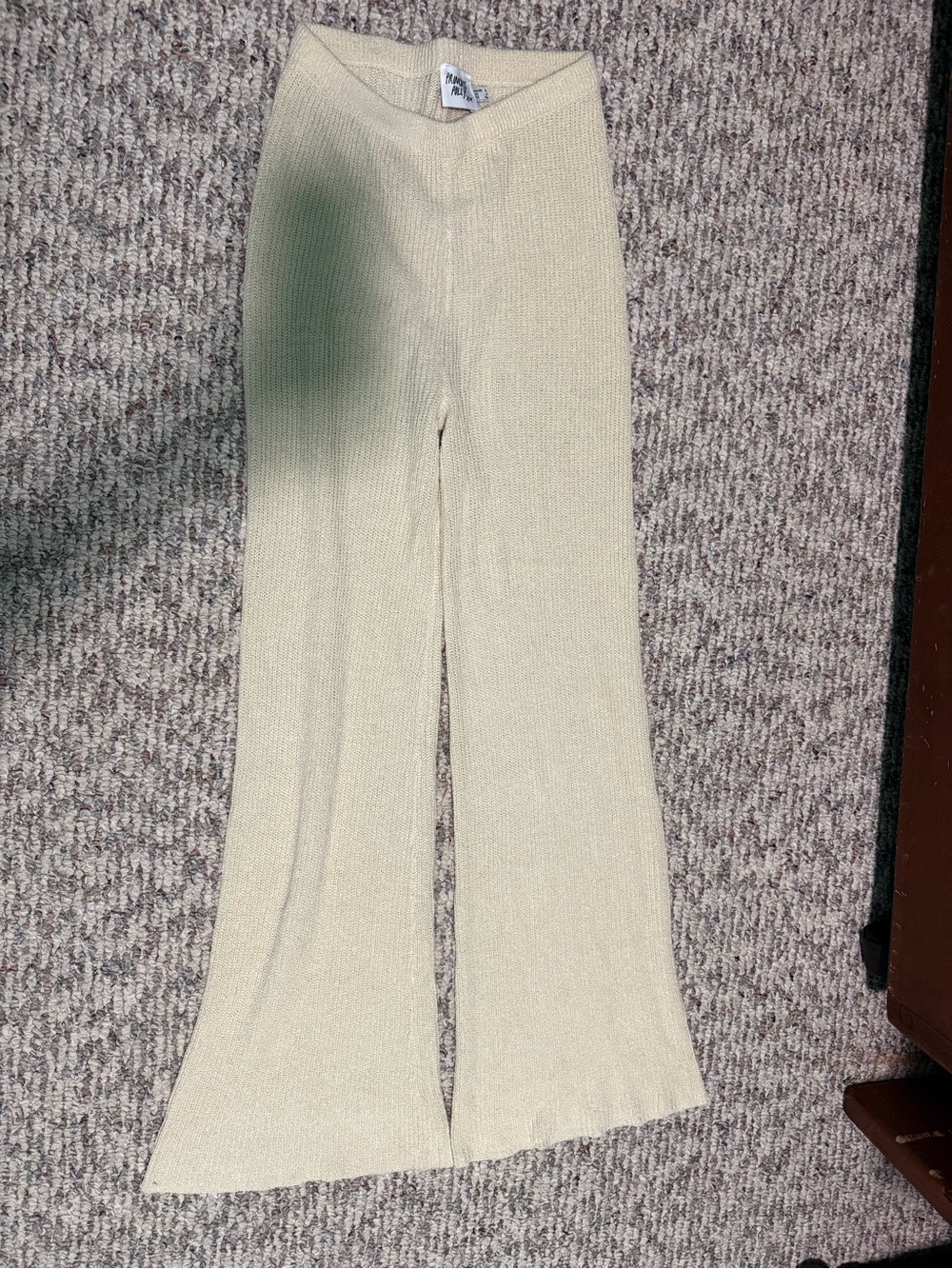 Princess Polly Cream Knit Flare Pants - Size 4